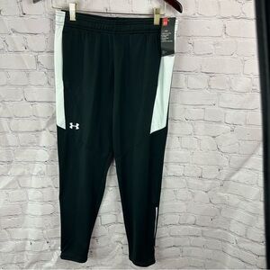 NWT under armour athletic track warmup pants sz small black white sporty